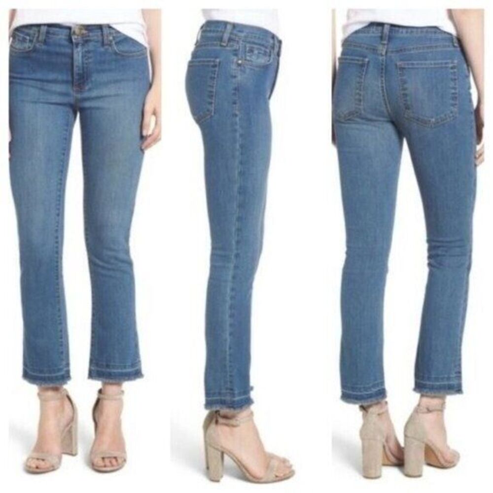 DRAPER JAMES Crop Flare Jeans Size 25 0 Blue Raw‎ Hem
